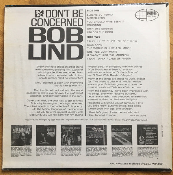 Bob Lind : Don't Be Concerned (LP, Album, Mono, 1st)