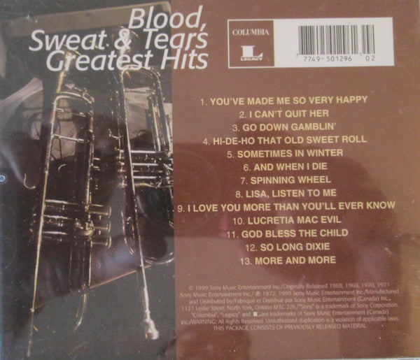 Blood, Sweat And Tears : Blood, Sweat And Tears Greatest Hits (CD, Comp, RE, RM)