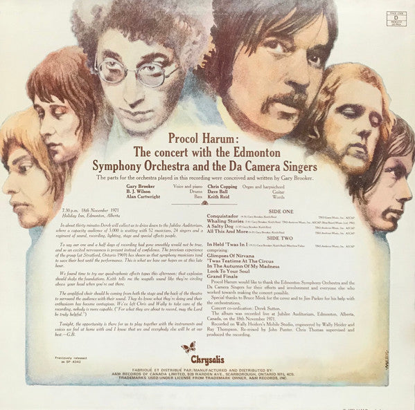 Procol Harum In Concert With The Edmonton Symphony Orchestra : Live (LP, Album, RE)
