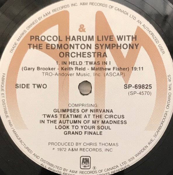 Procol Harum In Concert With The Edmonton Symphony Orchestra : Live (LP, Album, RE)