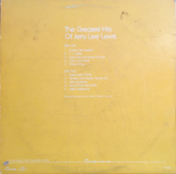 Jerry Lee Lewis : Greatest Hits (LP, Comp)
