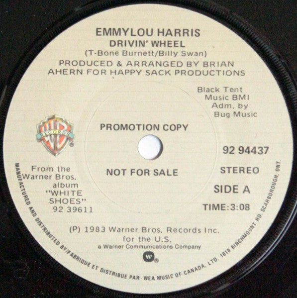 Emmylou Harris : Drivin' Wheel / Good News (7", Promo)