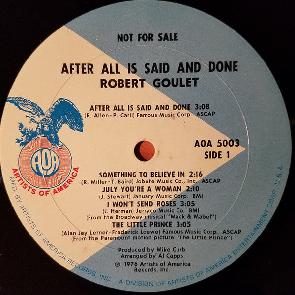 Robert Goulet : After All Is Said And Done (LP, Album, Promo)