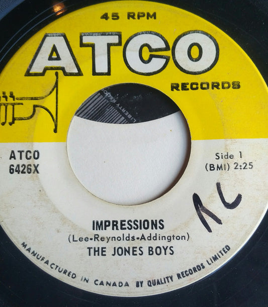 The Jones Boys (2) : Impressions / I Remember Barbara (7", Single)