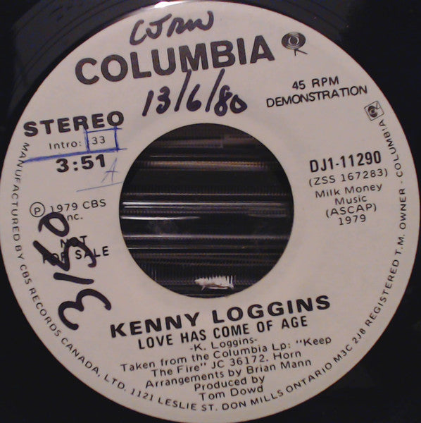 Kenny Loggins : Love Has Come Of Age (7", Single, Promo)