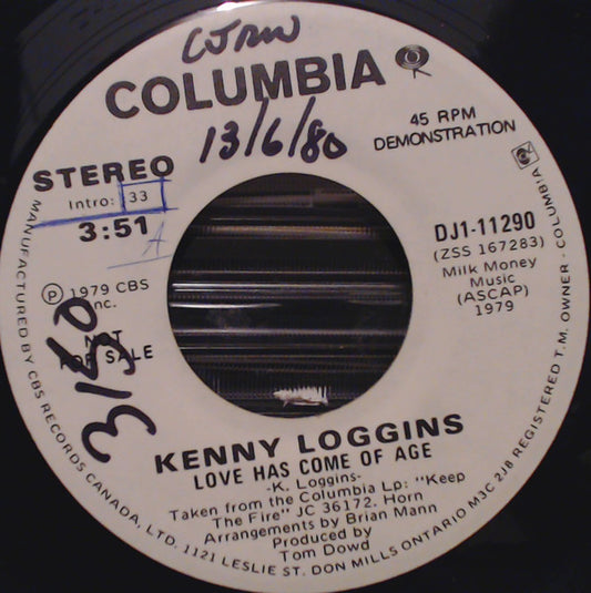 Kenny Loggins : Love Has Come Of Age (7", Single, Promo)