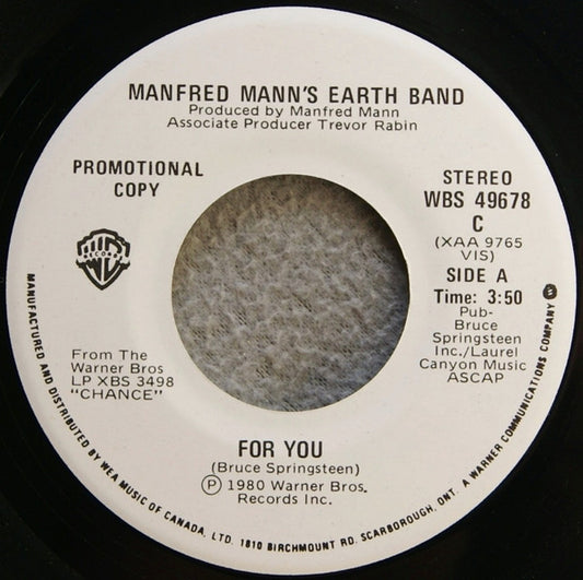 Manfred Mann's Earth Band : For You (7", Single, Promo)
