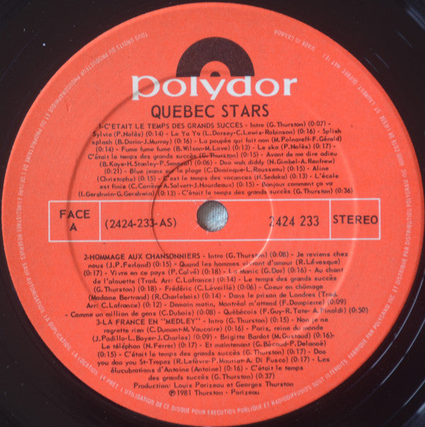 Quebec Stars Sur 45 : C'était Le Temps Des Grands Succès (LP, Album)