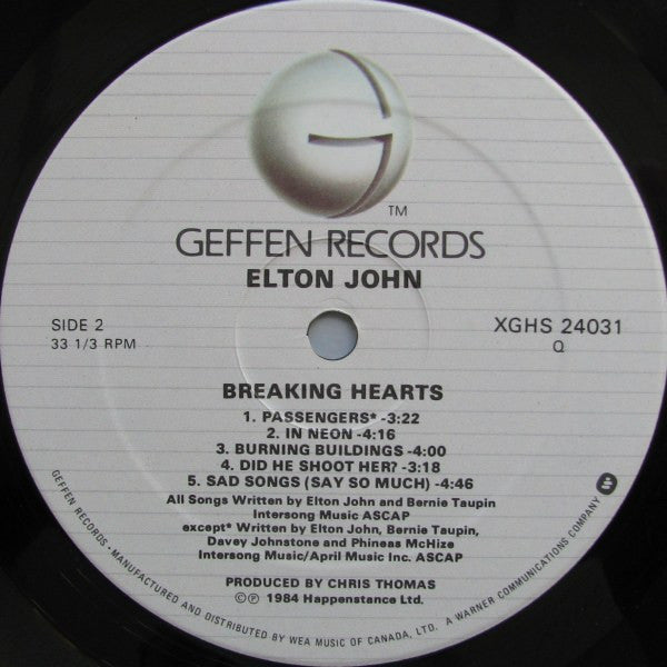 Elton John : Breaking Hearts (LP, Album)