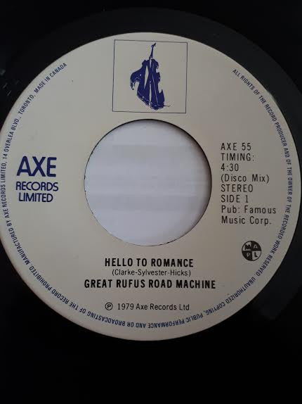 The Great Rufus Road Machine : Hello To Romance (Disco Mix) / Hello To Romance (Radio Mix) (7")