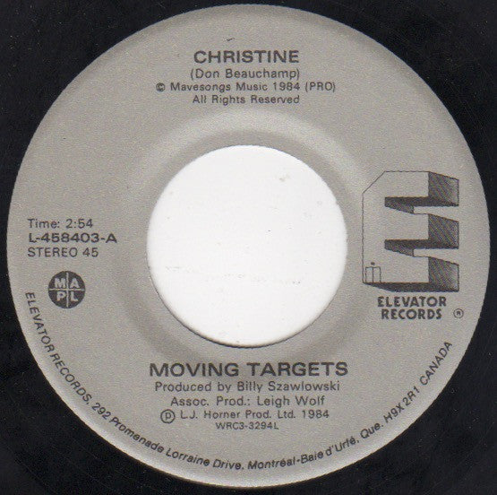 Moving Targets (5) : Christine b/w Outta Town Boogie Man (7", Single)