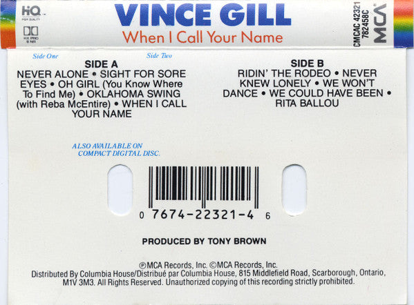 Vince Gill : When I Call Your Name (Cass, Album, Club, Dol)