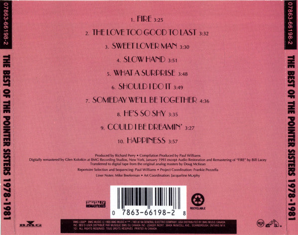 Pointer Sisters : The Best Of The Pointer Sisters 1978-1981 (CD, Comp, RM)