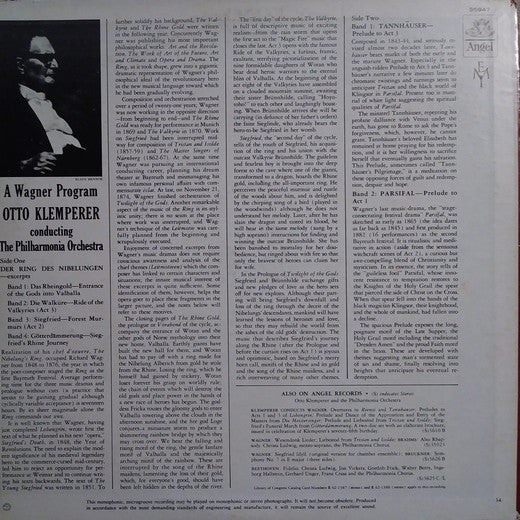 Otto Klemperer, Philharmonia Orchestra : A Wagner Program (LP, Album)