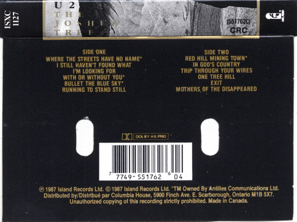 U2 : The Joshua Tree (Cass, Album, Club, RE, Tra)