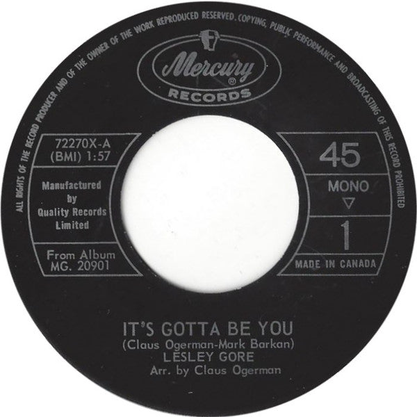 Lesley Gore : It's Gotta Be You (7", Single, Mono)