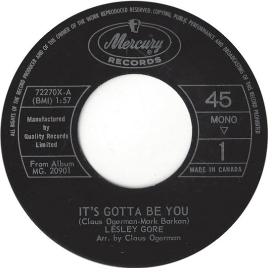 Lesley Gore : It's Gotta Be You (7", Single, Mono)