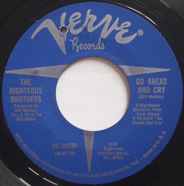 The Righteous Brothers : Go Ahead And Cry (7", Single)