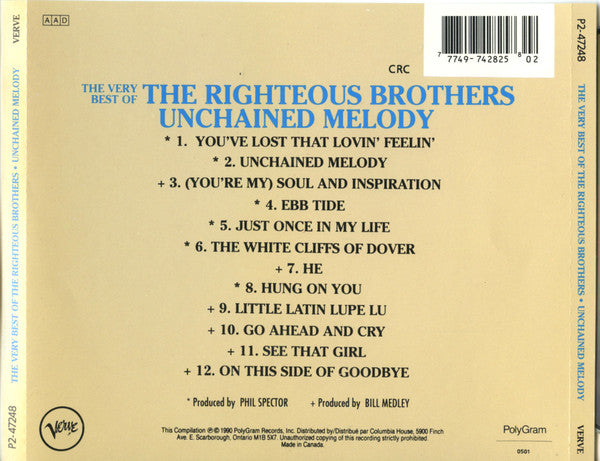 The Righteous Brothers : The Very Best Of The Righteous Brothers: Unchained Melody (CD, Comp, Club)