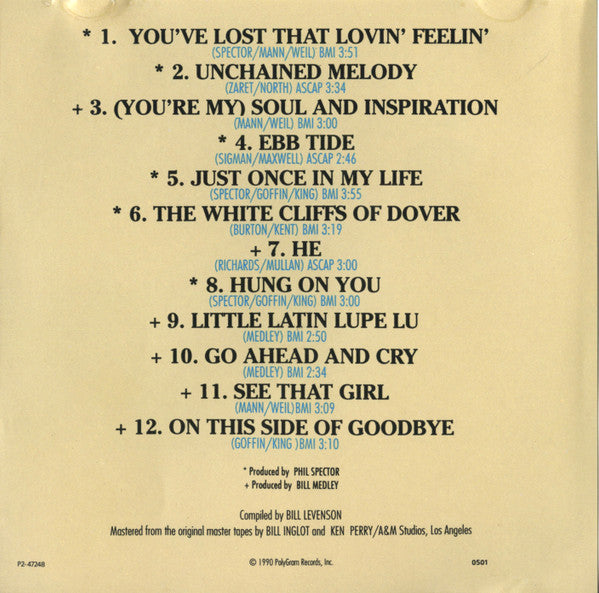 The Righteous Brothers : The Very Best Of The Righteous Brothers: Unchained Melody (CD, Comp, Club)