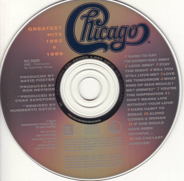 Chicago (2) : Greatest Hits 1982-1989 (CD, Comp, Club, RE, RP)