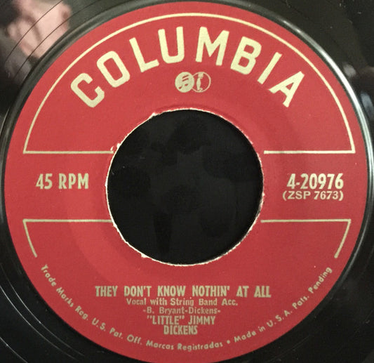 Little Jimmy Dickens : They Don't Know Nothin' At All / Waitress, Waitress (7", Single)
