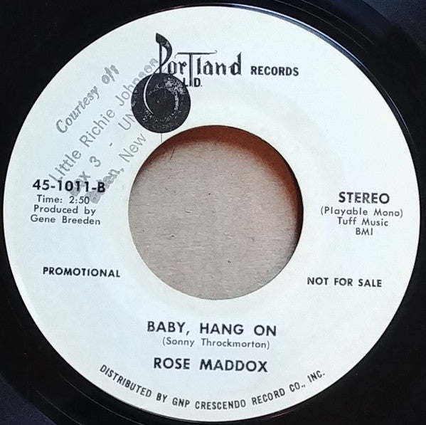 Rose Maddox : Mr. Jackson / Baby, Hang On (7", Single, Promo)