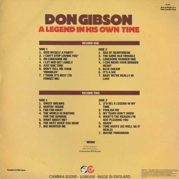Don Gibson : A Legend In His Own Time (2xLP, Comp)