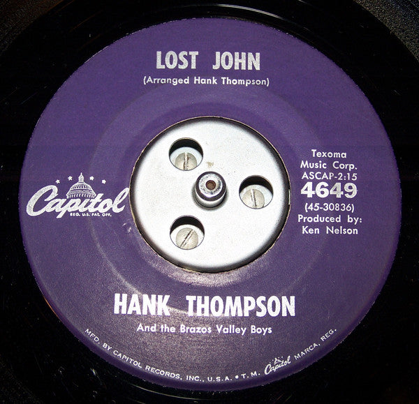 Hank Thompson : Lost John / I've Convinced Everybody But Myself (7", Single)