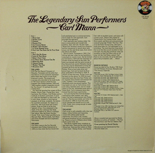 Carl Mann : The Legendary Sun Performers (LP, Comp, Mono)