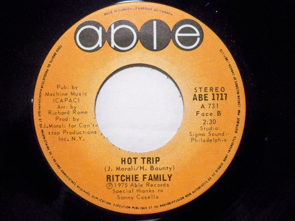 The Ritchie Family : Brazil / Hot Trip (7", Single)
