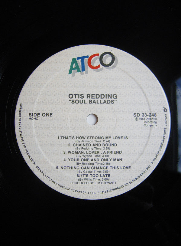 Otis Redding : The Great Otis Redding Sings Soul Ballads (LP, Album, Mono, RE)