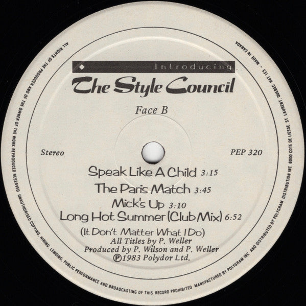 The Style Council : Introducing The Style Council (LP, MiniAlbum, Sho)