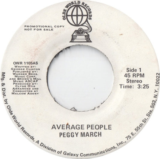 Peggy March : Average People (7", Single, Mono, Promo)