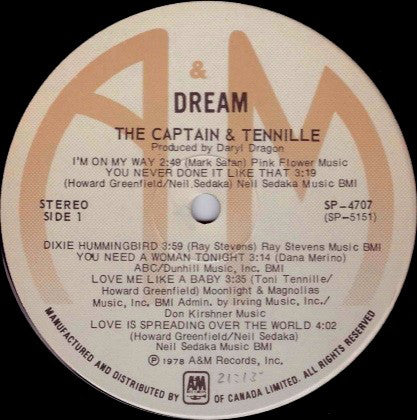 Captain And Tennille : Dream (LP, Album)