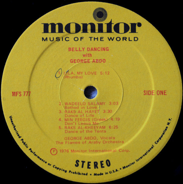 George Abdo And His "Flames Of Araby" Orchestra : Belly Dancing With George Abdo (LP, Album)