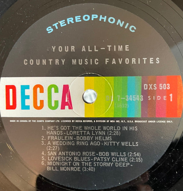 Various : Your All-Time Country Music Favorites (2xLP, Comp, Gat)