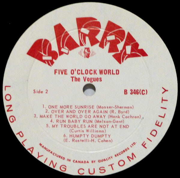 The Vogues : Five O'Clock World (LP, Album, Mono)