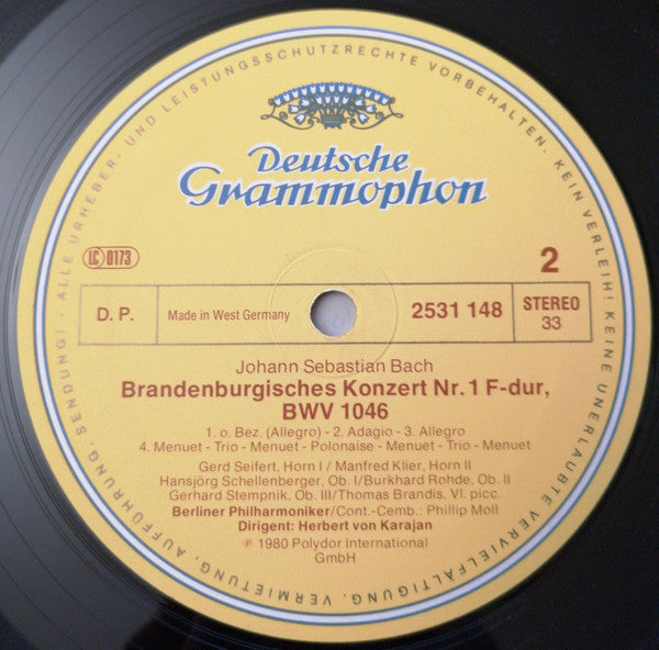 Bach*, Karajan*, Berliner Philharmoniker : Brandenburgische Konzerte / Brandenburg Concertos / Les Concertos Brandebourgeois (2xLP + Box)