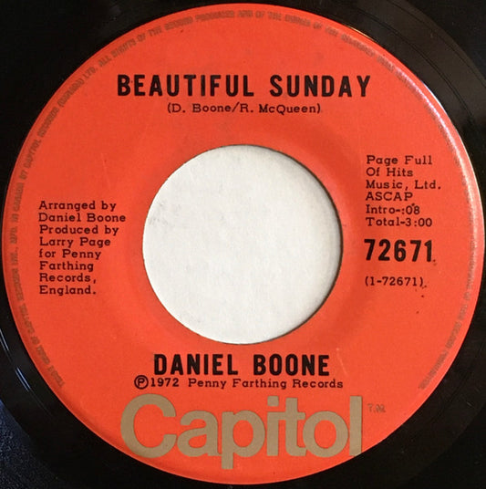 Daniel Boone : Beautiful Sunday (7", Single, RE)