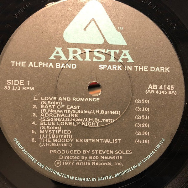 The Alpha Band : Spark In The Dark (LP, Album)