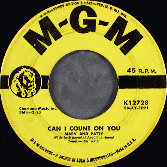 Marv & Patty Rainwater : Can I Count On You (7", Single, Mono)
