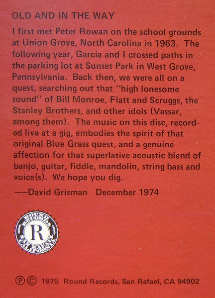Old & In The Way : Old & In The Way (LP, Album, San)