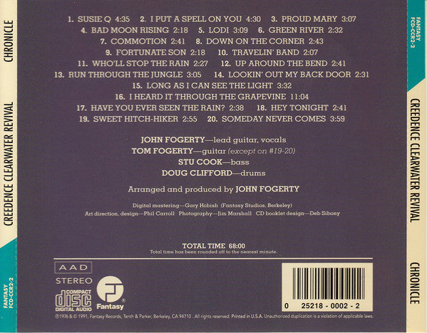 Creedence Clearwater Revival Featuring John Fogerty : Chronicle (The 20 Greatest Hits) (CD, Comp, RE, RM)