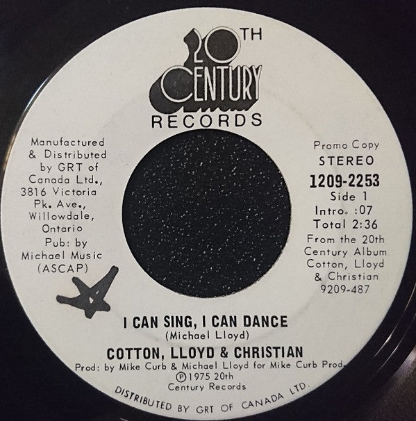 Cotton, Lloyd & Christian : I Can Sing, I Can Dance (7", Promo)