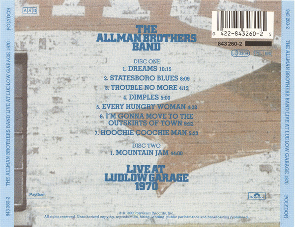 The Allman Brothers Band : Live At Ludlow Garage 1970 (2xCD, Album, RE, PMD)