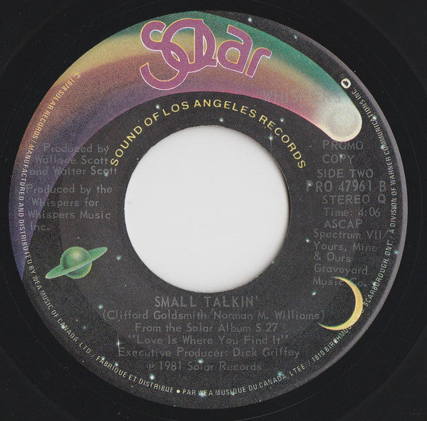 The Whispers : In The Raw / Small Talkin' (7", Promo)