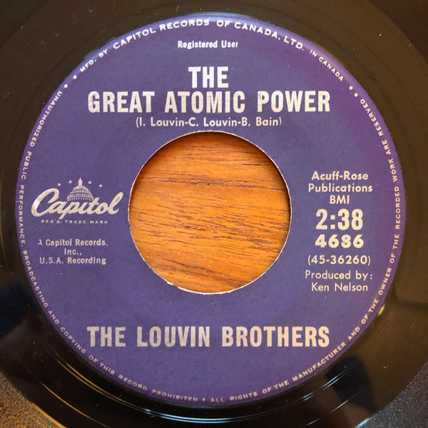 The Louvin Brothers : The Great Atomic Power / The Weapon Of Prayer (7", Single)