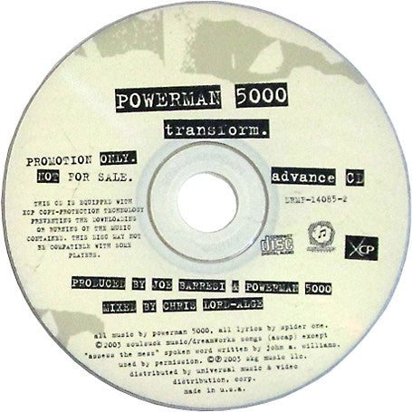 Powerman 5000 : Transform (CD, Advance, Album, Copy Prot., Promo)