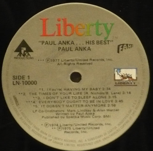 Paul Anka : ... His Best (LP, Comp, RE)